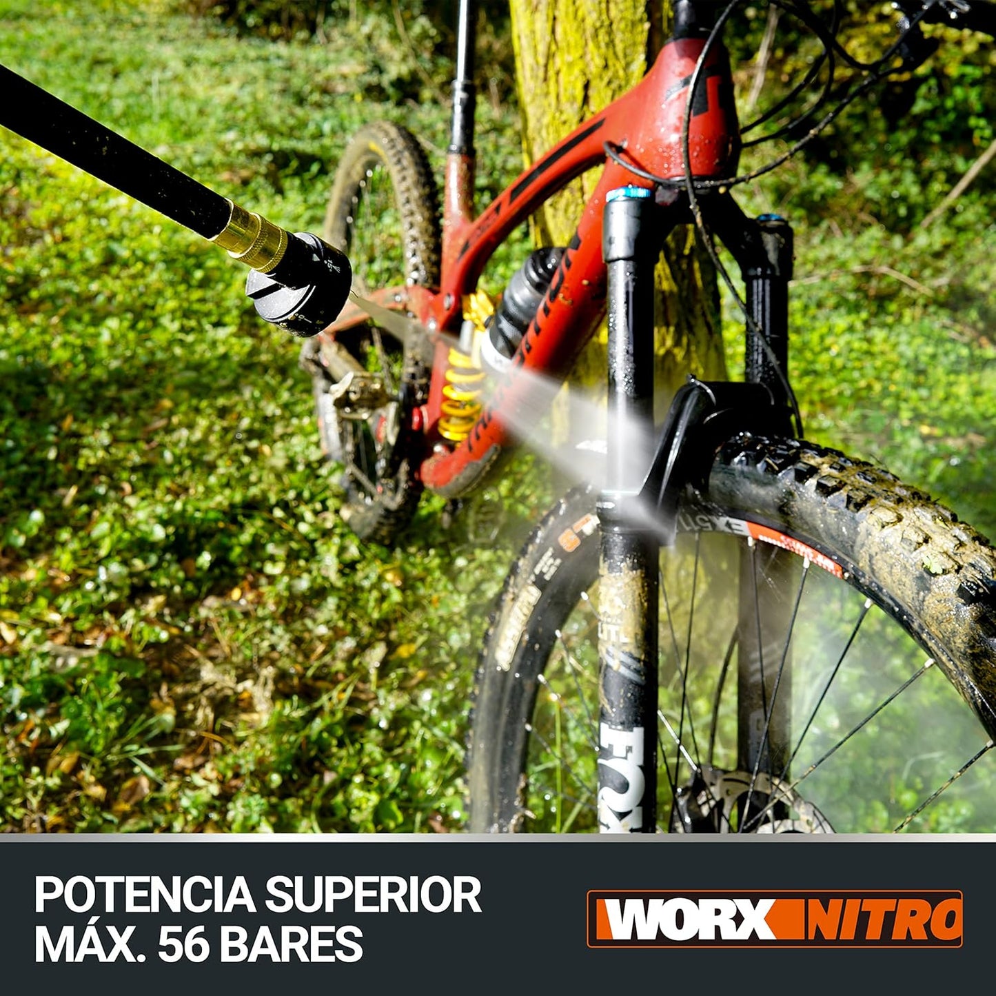 HIDROLIMPIADORA WORX NITRO HYDROSHOT 20V - MOTOR BRUSHLESS 56 BAR CON BATERÍA 4.0Ah Y CARGADOR